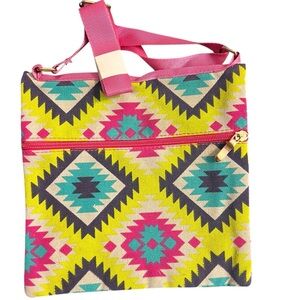 Bijoux Terner Bohemian Geometric Pattern Multi-Compartment Crossbody Bag - NWT